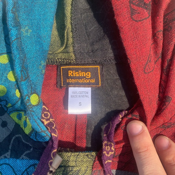 Rising International Unisex Vibrant Colorful Patchwork Mushroom Hoodie Small - Picture 3 of 3